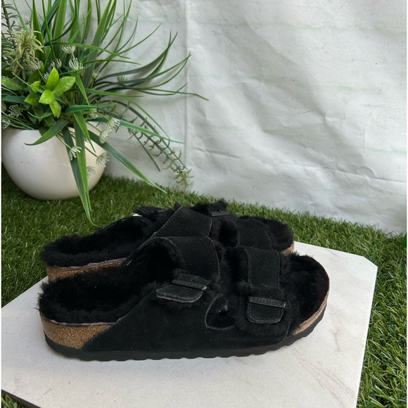 - BIRKENSTOCK Arizona shearling fur black EU 36 US 6 - - Picture 6 of 16